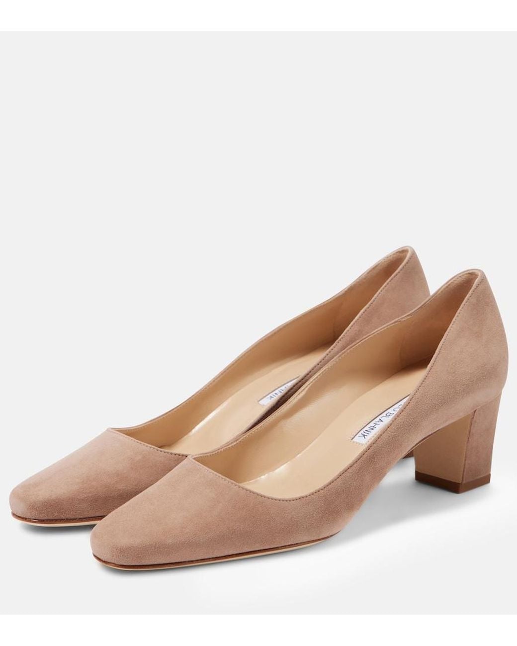 Manolo Blahnik Natural Okkatopla Suede Pumps