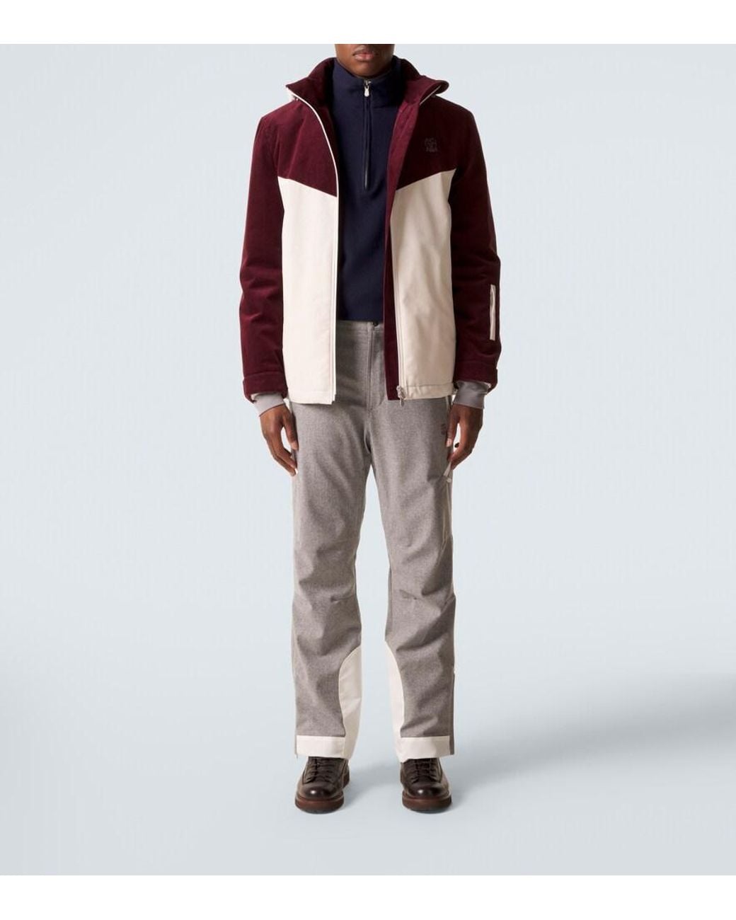Brunello Cucinelli Blue Cashmere And Cotton-Blend Half-Zip Sweatshirt for men
