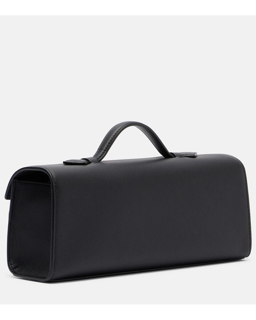 SAVETTE Black Symmetry Slim Leather Top-Handle Bag