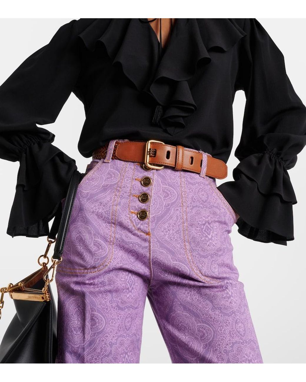 ETRO thin leather belt - Brown