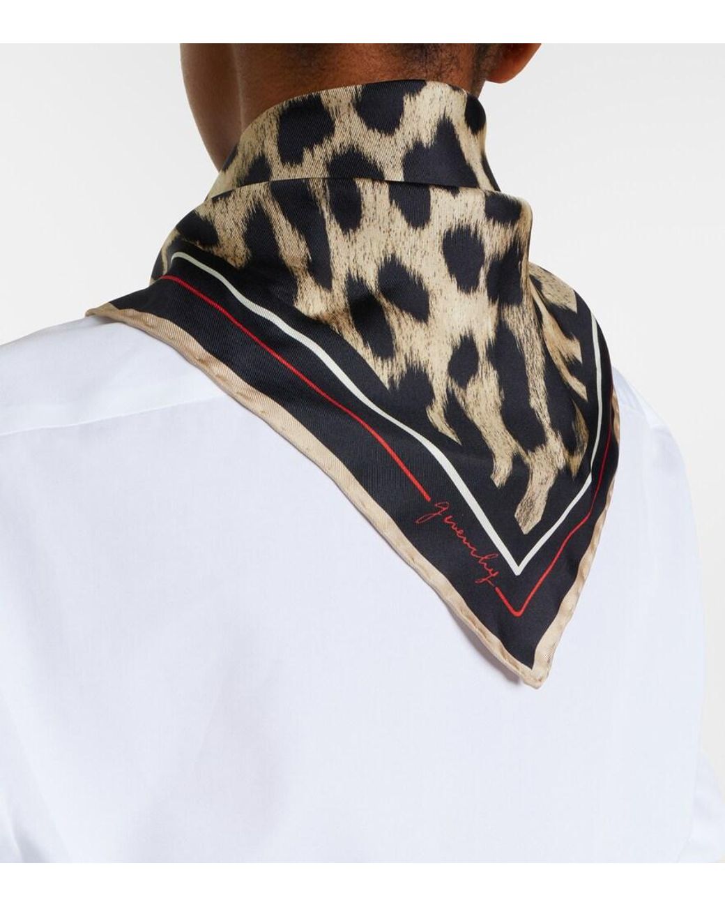 Givenchy Black Leopard-Print Silk Scarf