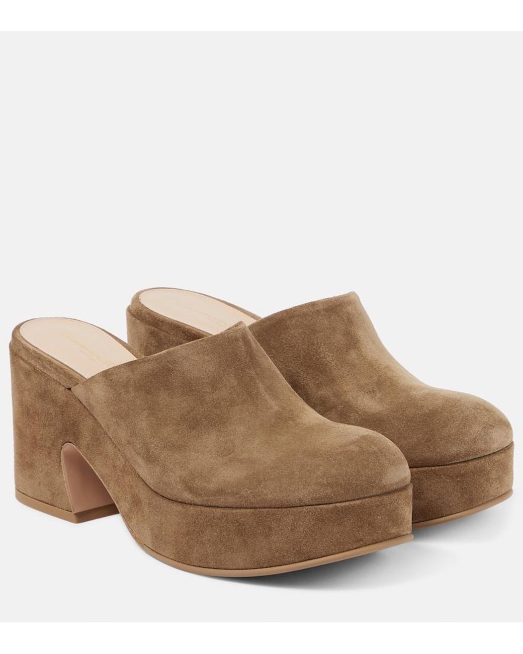 Gianvito Rossi Brown Lyss Suede Platform Mules