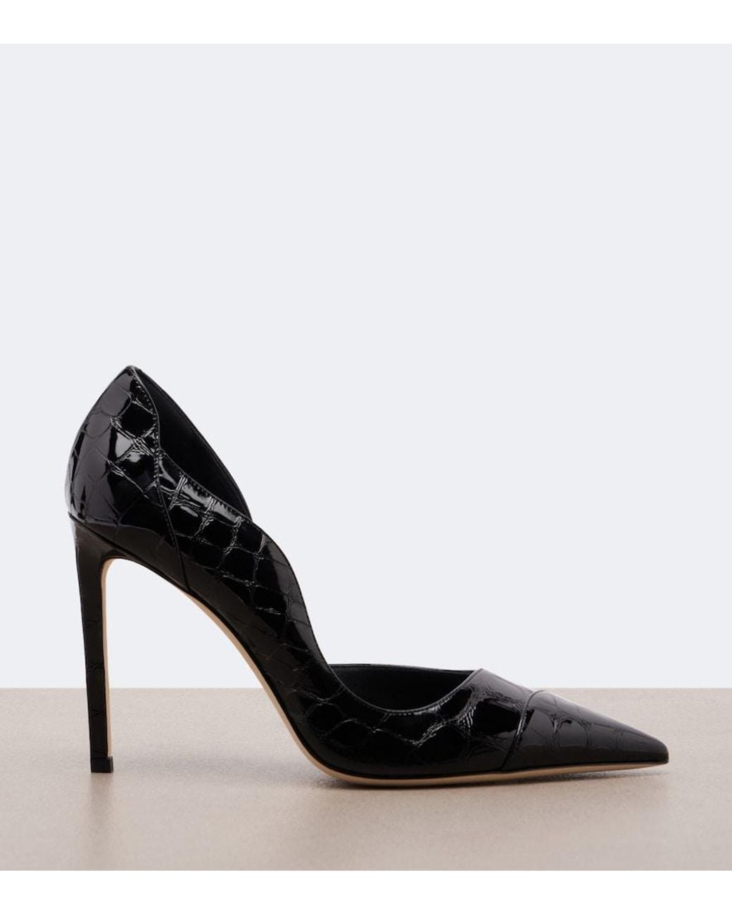 Jimmy Choo Black Brigitte Croc-Effect Patent Leather Pumps
