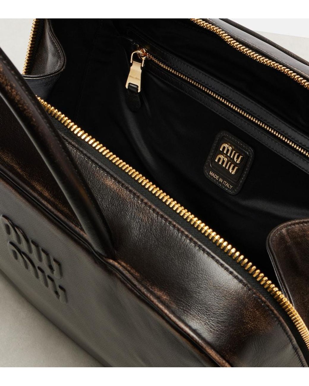 Miu Miu Black Beau Large Leather Tote Bag