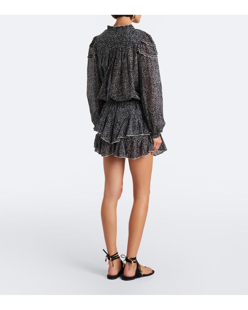 Isabel Marant Blue Jocadia Polka-Dot Ruffled Cotton Shorts