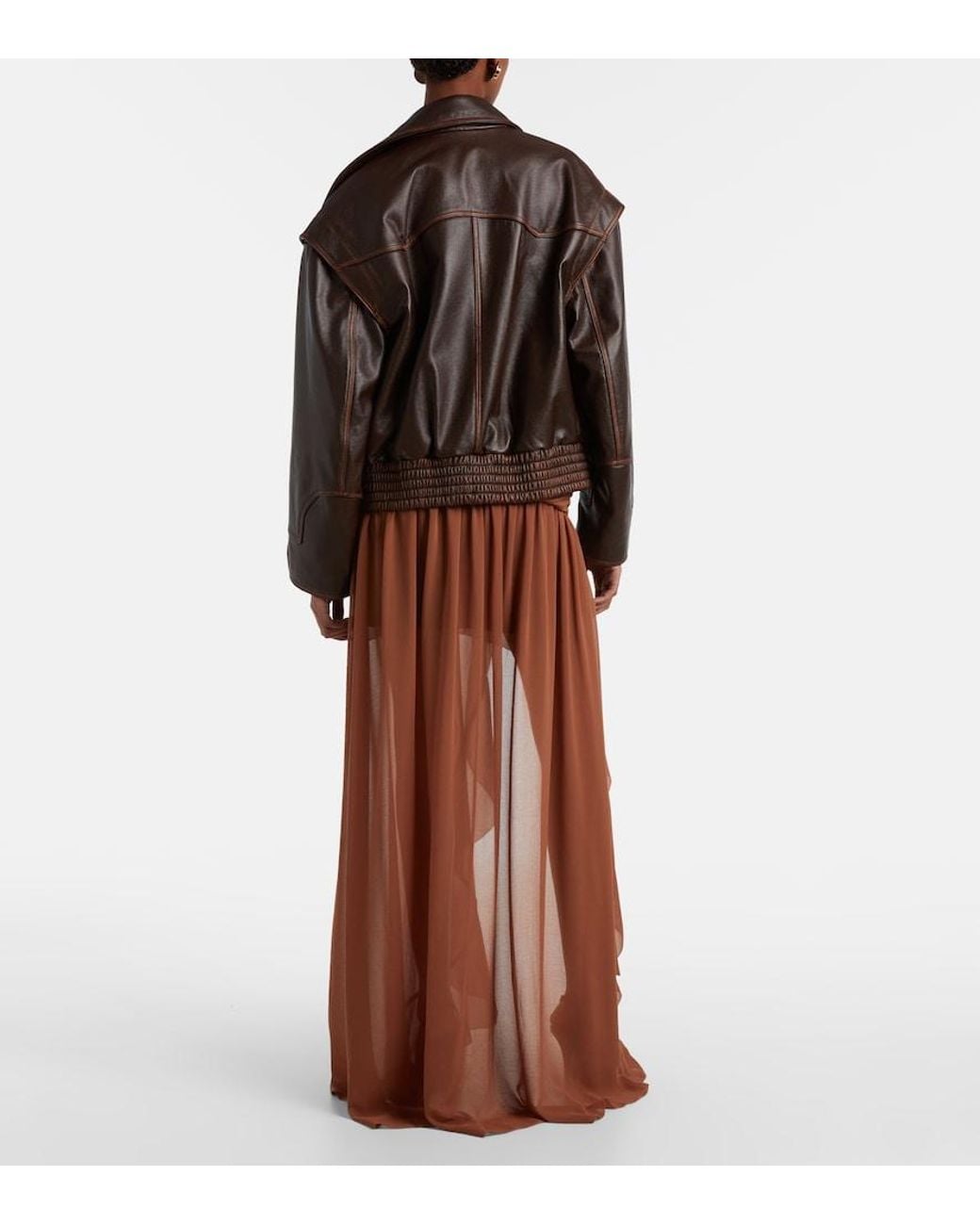 JACQUES WEI Brown Draped Asymmetric Maxi Skirt
