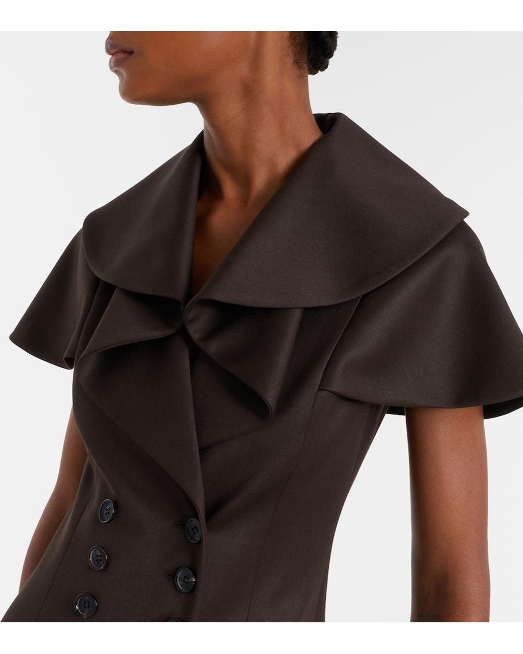 McQueen Black Draped Wool Minidress