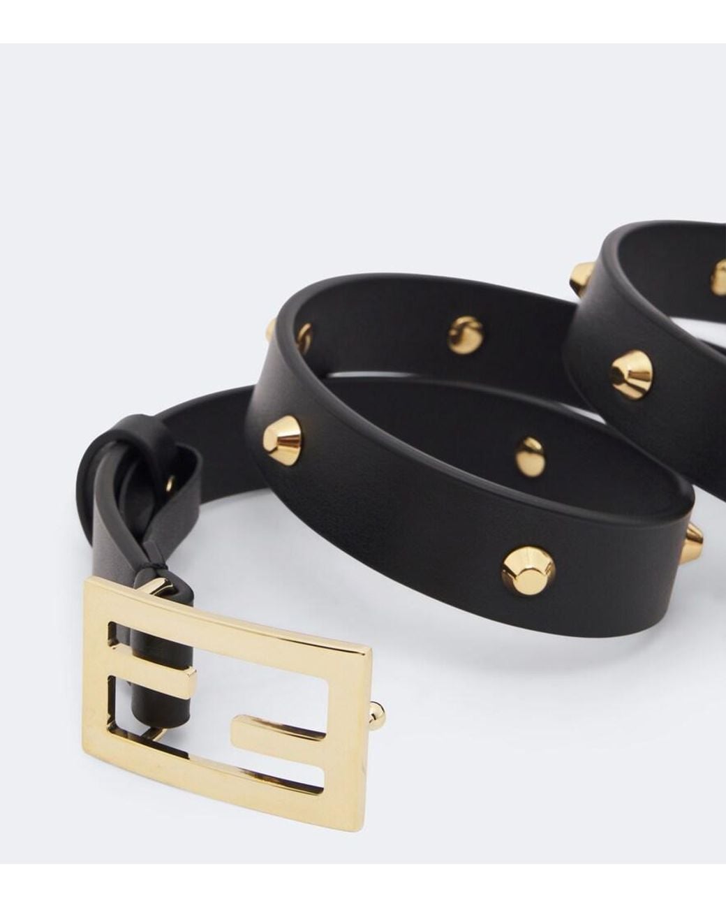 Fendi Black Ff Studded Leather Belt
