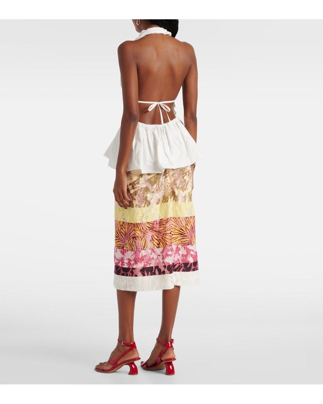 Dries Van Noten White Gathered Halterneck Top