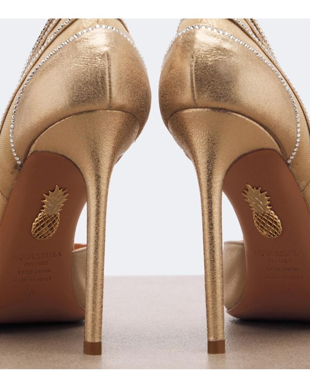Aquazzura Natural Dream Girl Embellished Leather Pumps