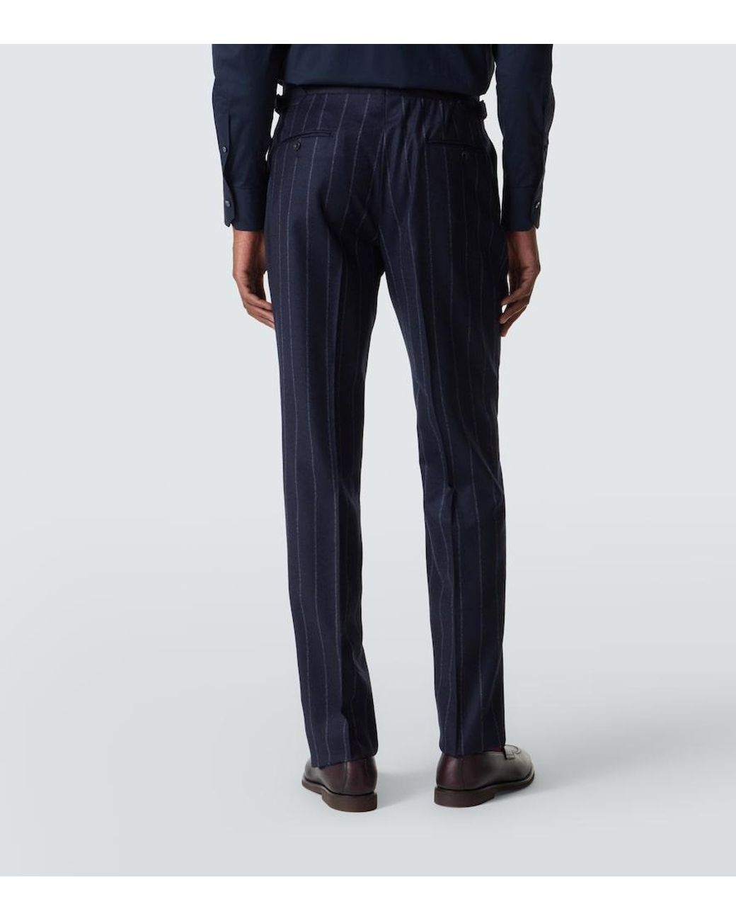Thom Sweeney Blue Chalk Stripe Wool And Cashmere Suit for men