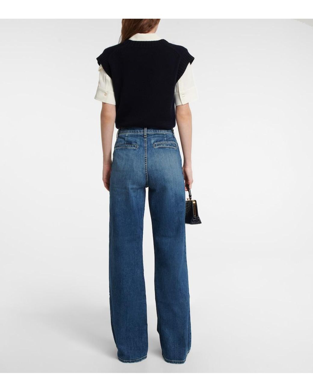 Nili Lotan Blue Flora Trouser Wide-leg Jeans