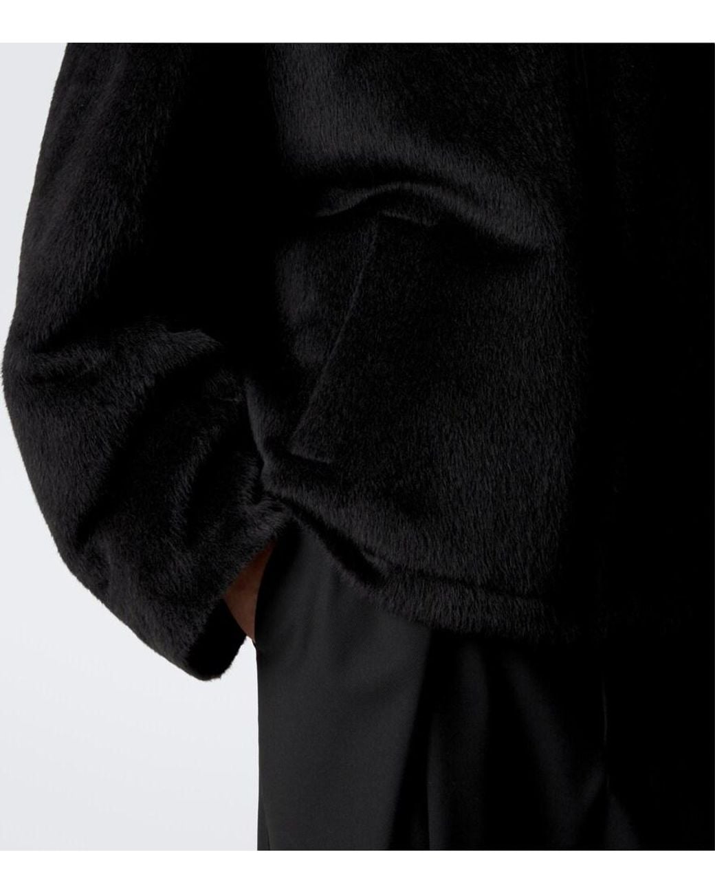 Dolce & Gabbana Black Shearling-Trimmed Alpaca And Wool Jacket for men