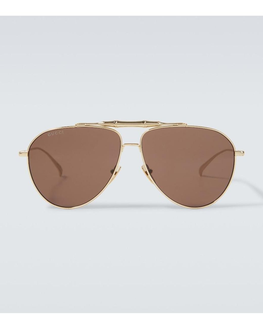 Gucci Brown Bamboo Aviator Sunglasses for men