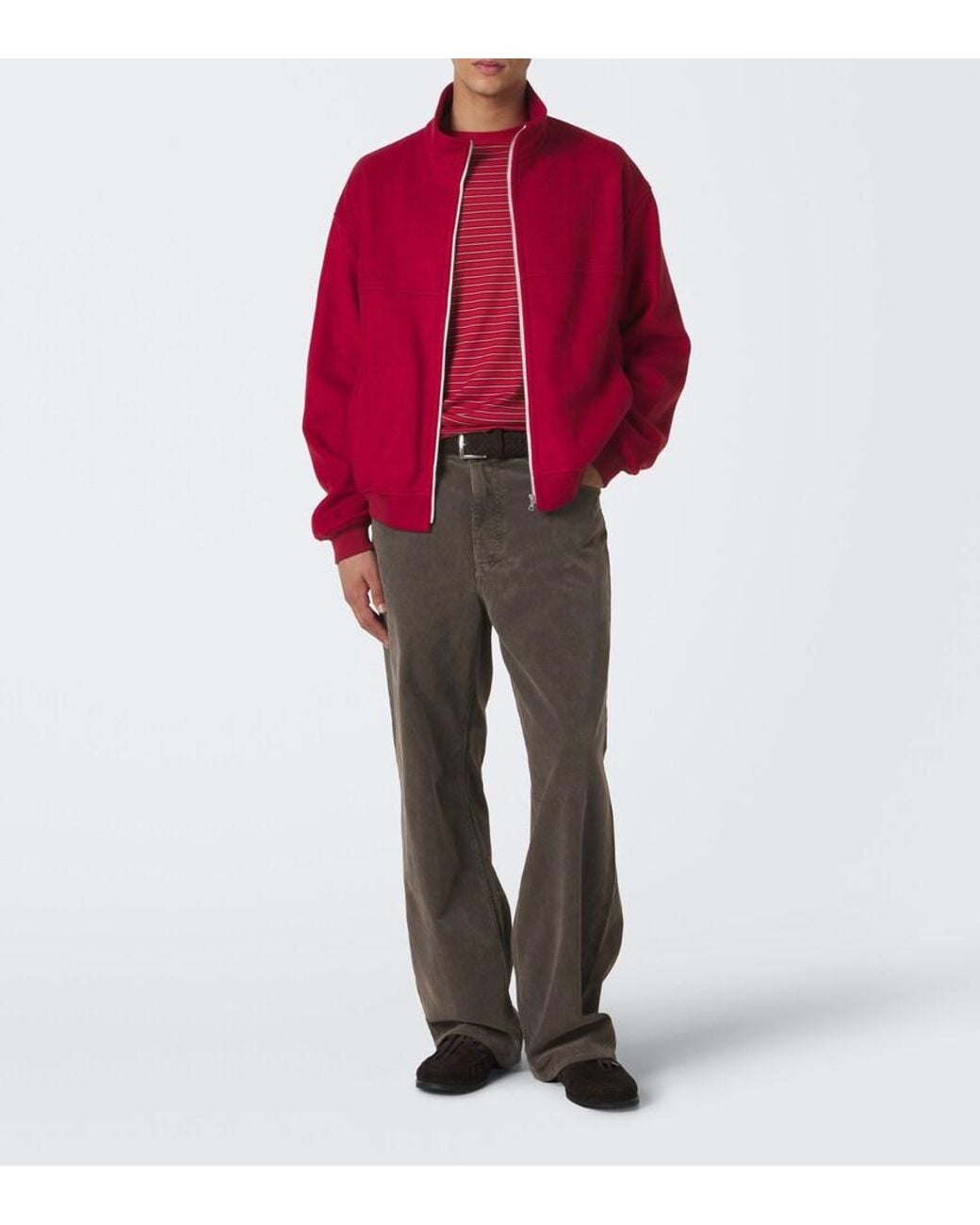 Auralee Gray Cotton Corduroy Wide-Leg Pants for men