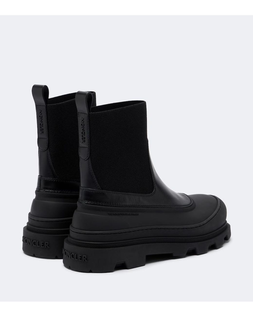 Moncler Black Vera Edge Leather-Trimmed Ankle Boots