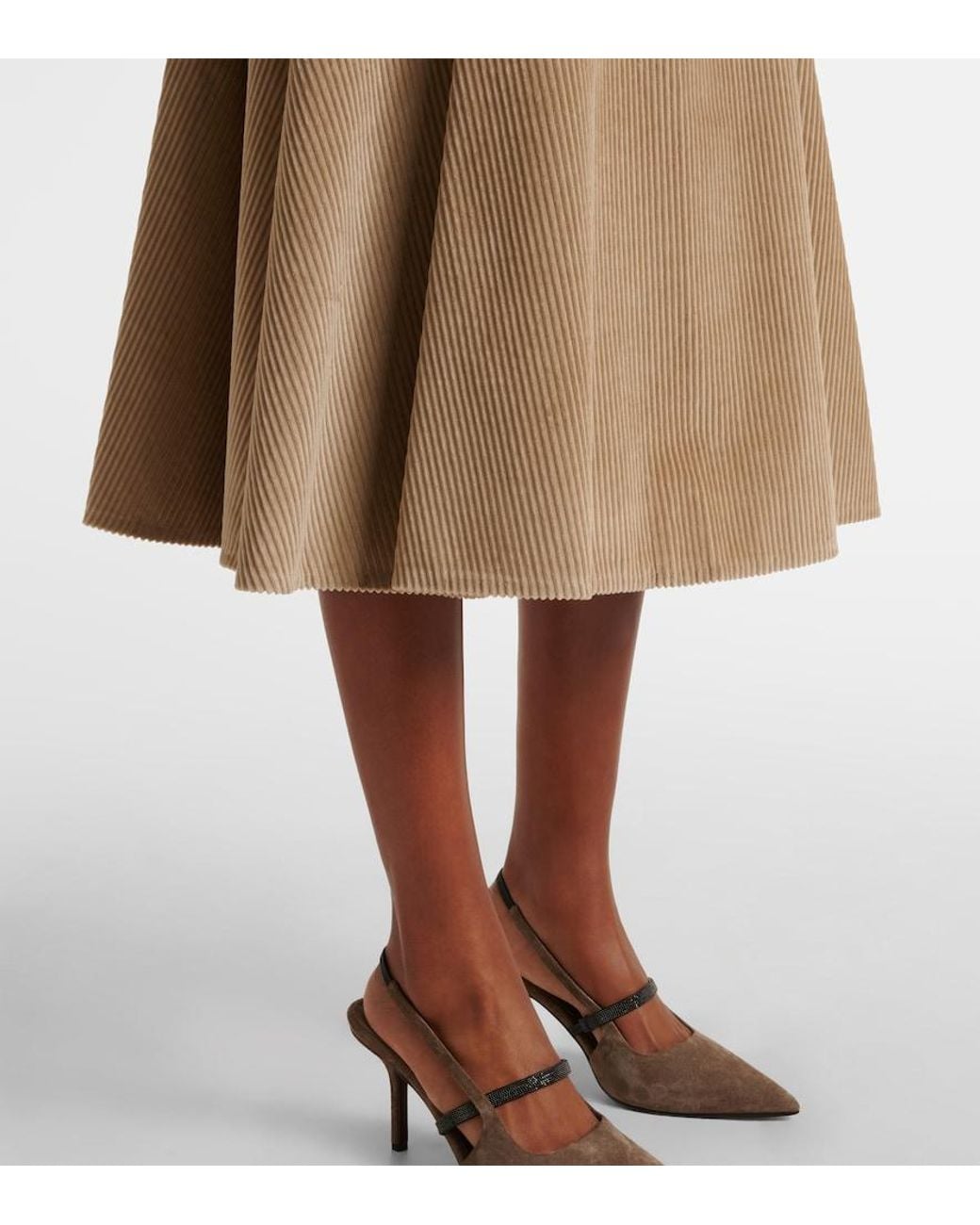 Brunello Cucinelli Natural Cotton Midi Skirt
