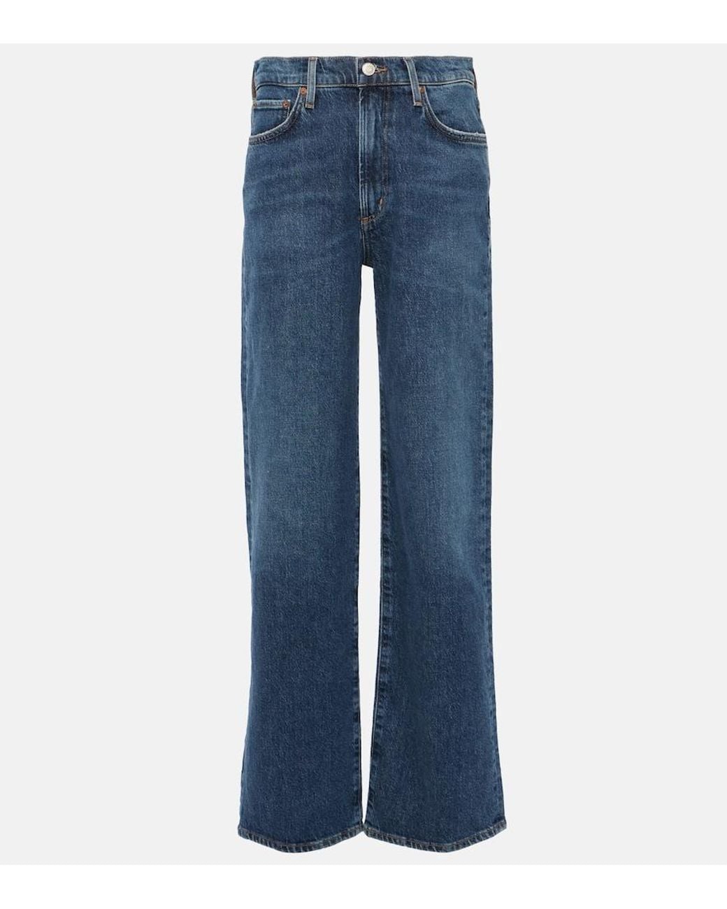 Agolde Blue Harper Mid-Rise Straight Jeans