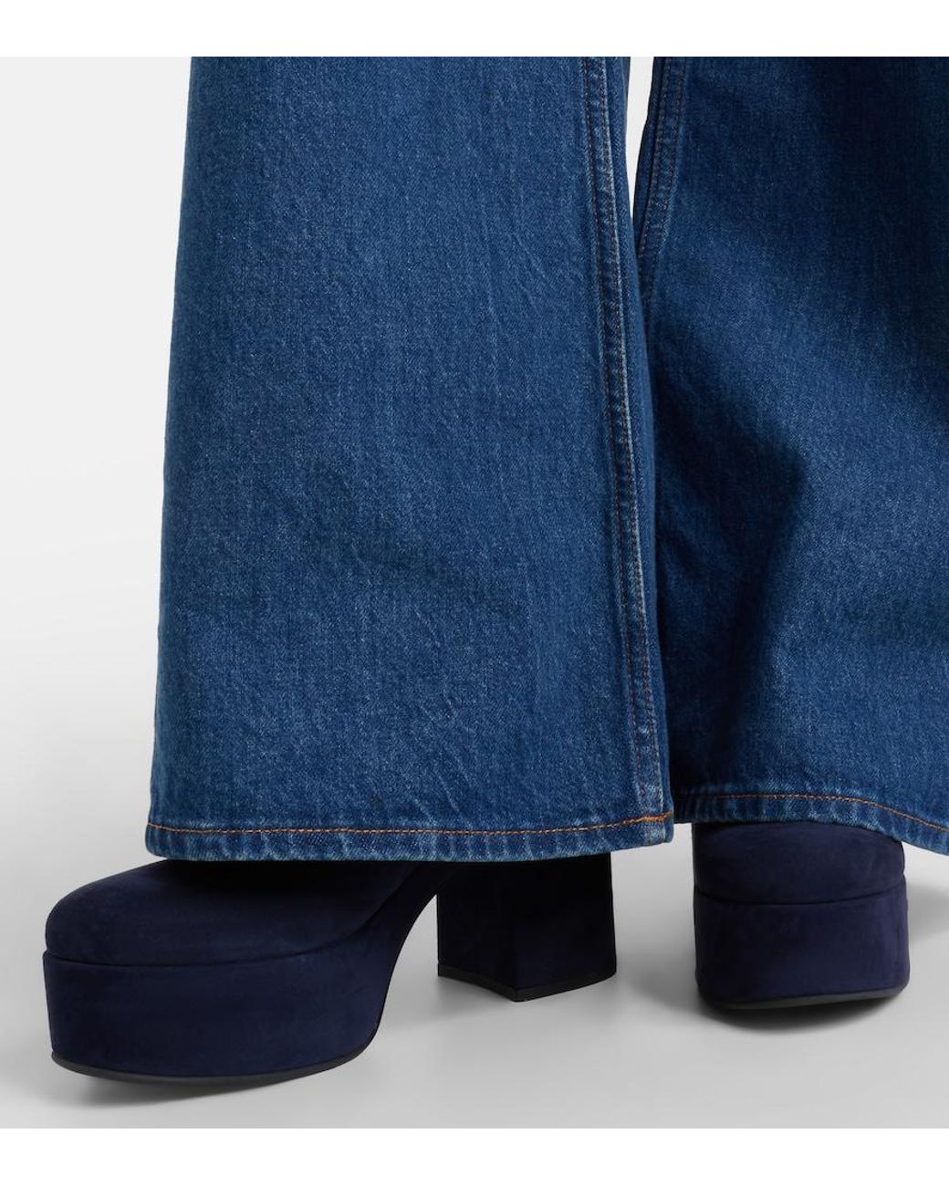 Gianvito Rossi Blue Sally Suede Platform Ankle Boots