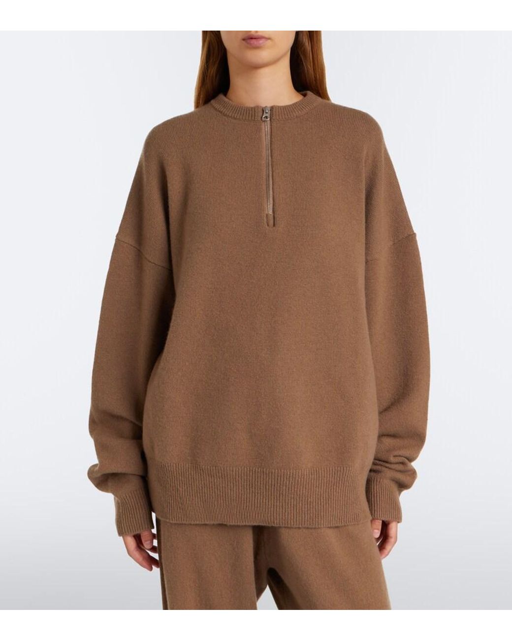 Extreme Cashmere Brown N°496 Like Cashmere-Blend Half-Zip Sweater