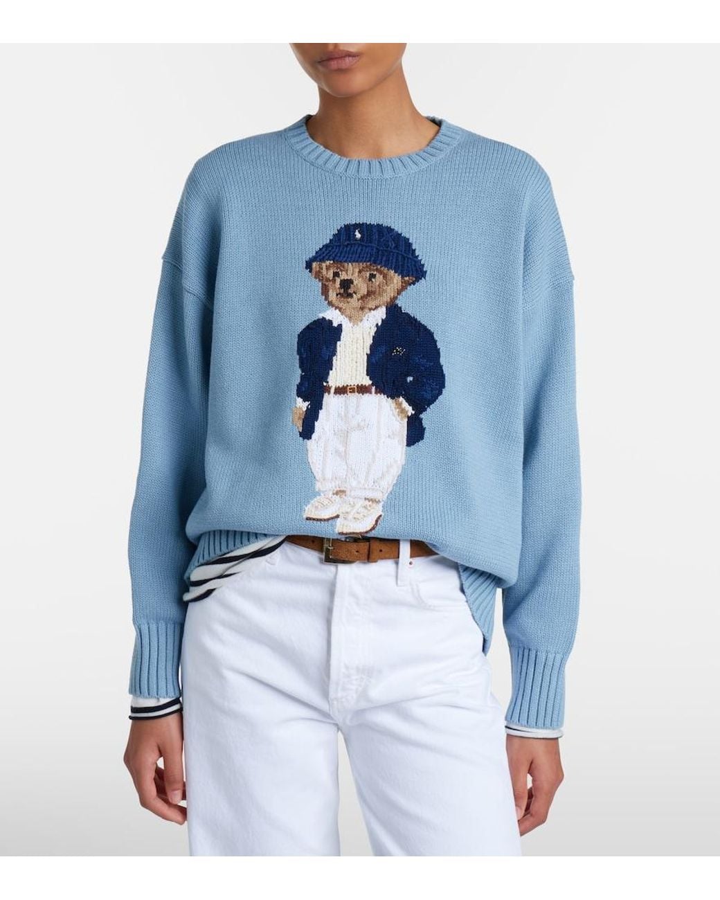 Polo Ralph Lauren Blue Polo Bear Oversized Cotton Sweater