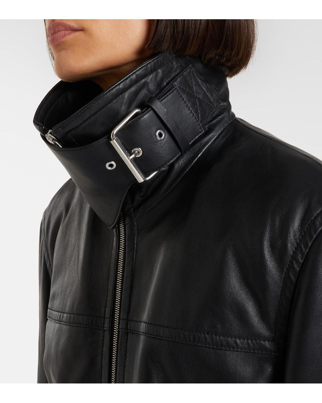 Sportmax Black Oversized Leather Jacket