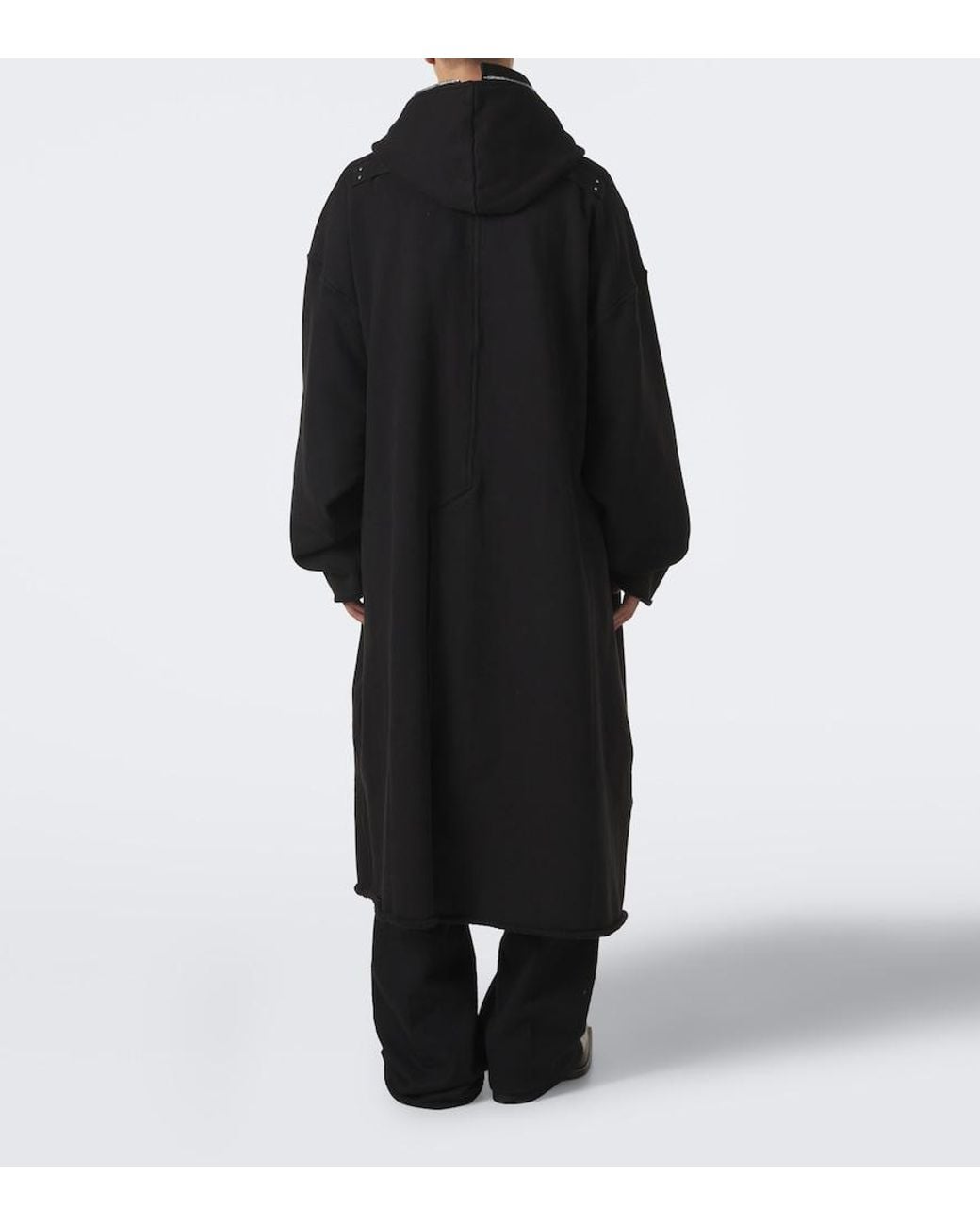 Rick Owens Black Gimp Wide Mac Cotton Overcoat for men