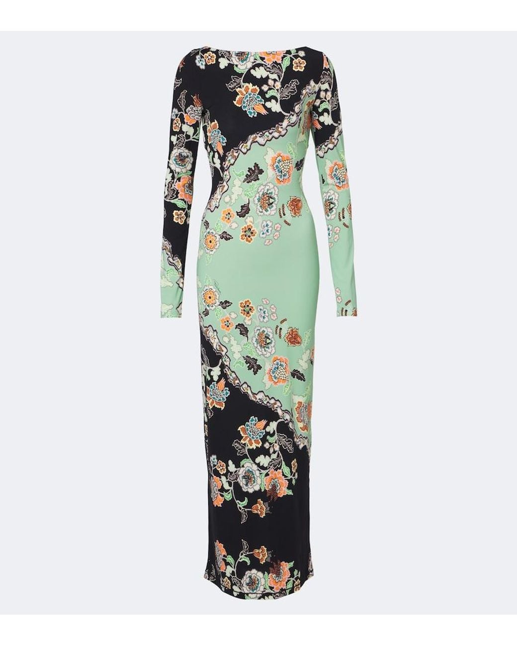 Roberto Cavalli Green Floral Maxi Dress