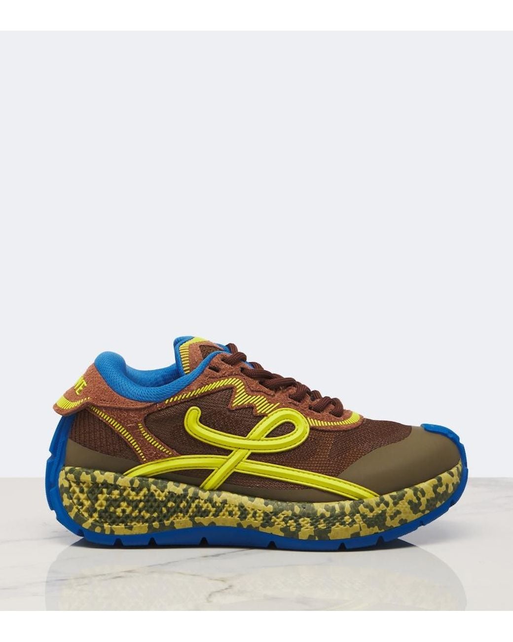 Loewe Blue Pogo Suede-Trimmed Sneakers