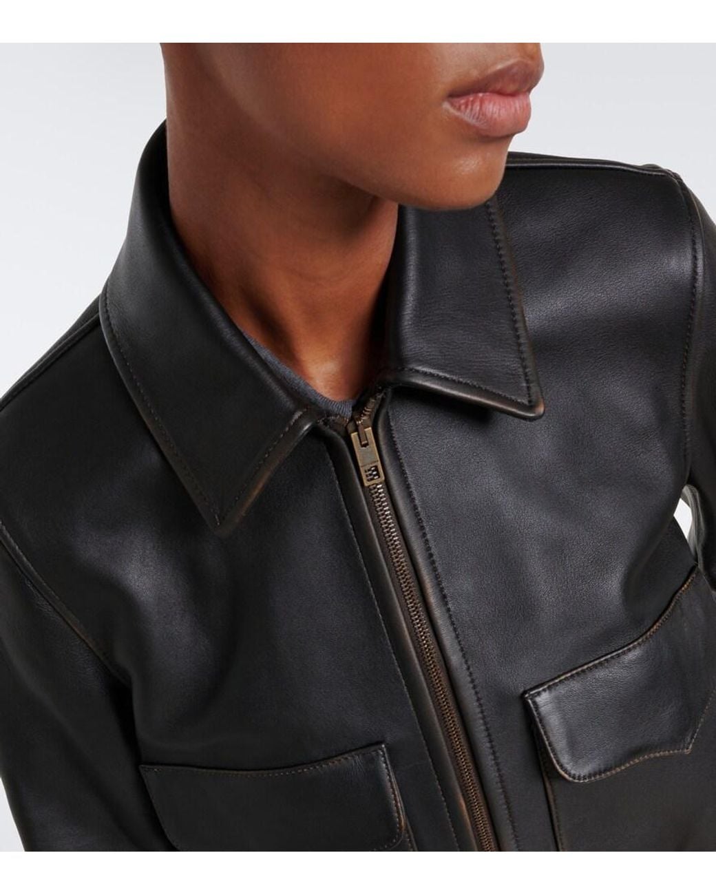 Nili Lotan Black Leather Bomber Jacket