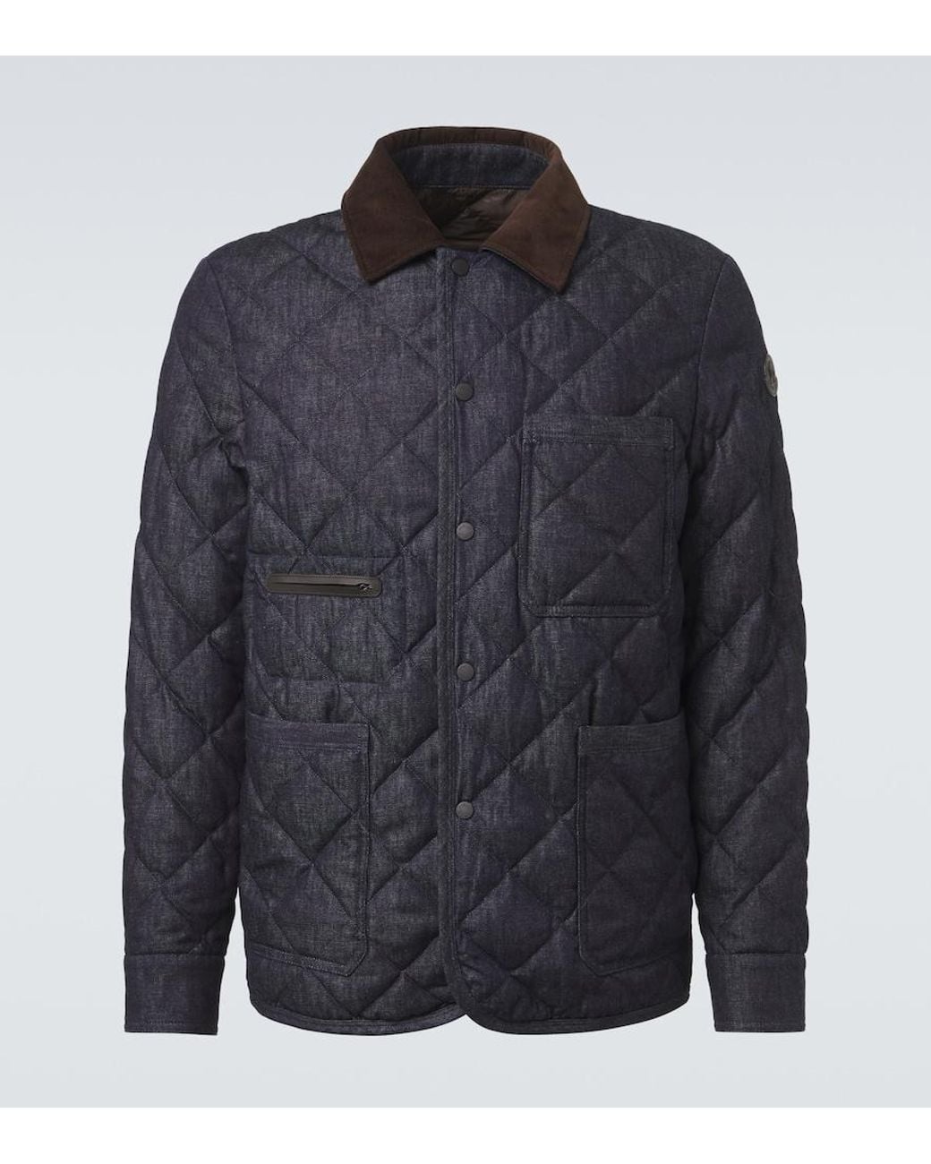 Moncler Blue Quilted Denim Down Jacket for men
