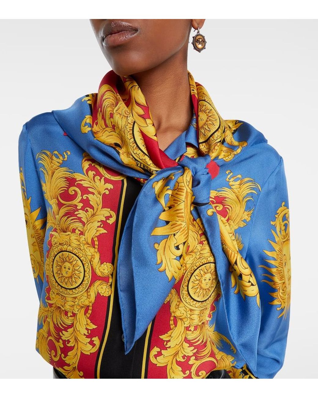 Versace Purple Printed Silk Twill Scarf