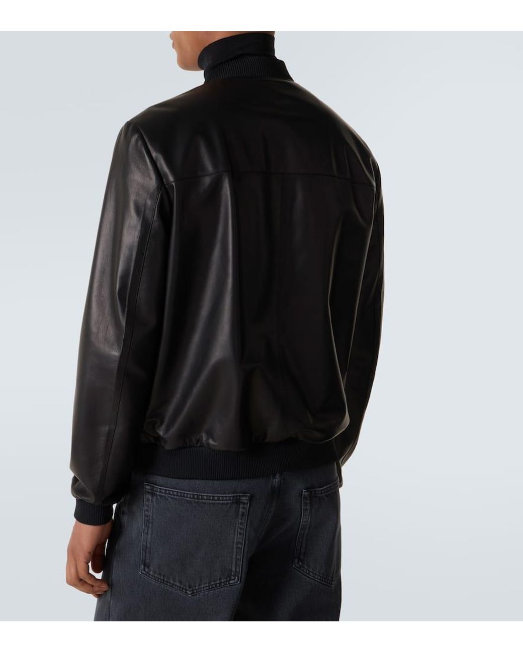 Prada Leather Bomber Jacket in Black for Men | Lyst