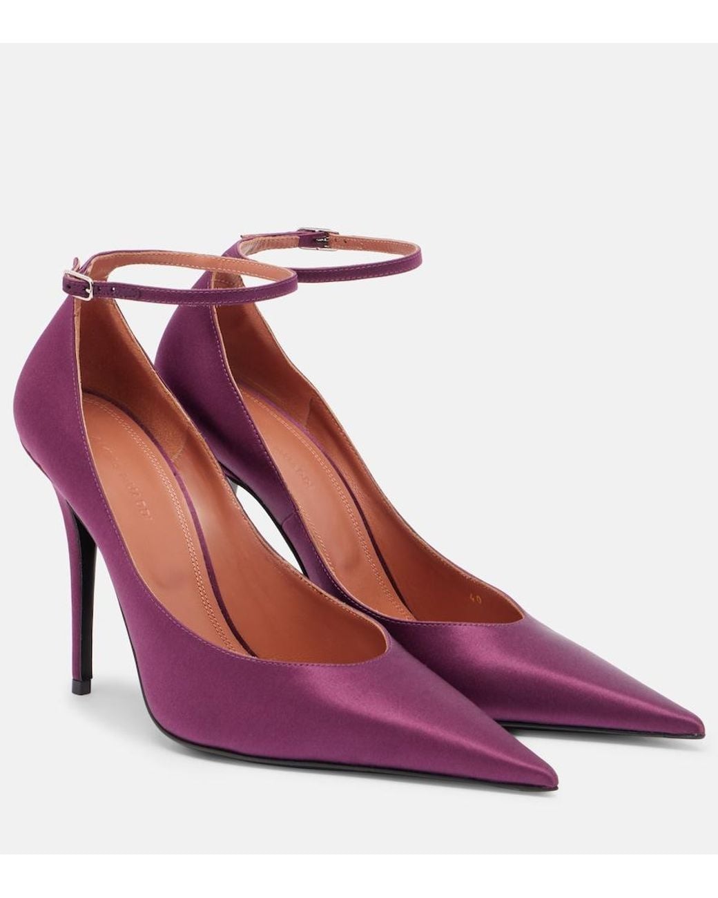 AMINA MUADDI Purple Anok 105 Satin Pumps