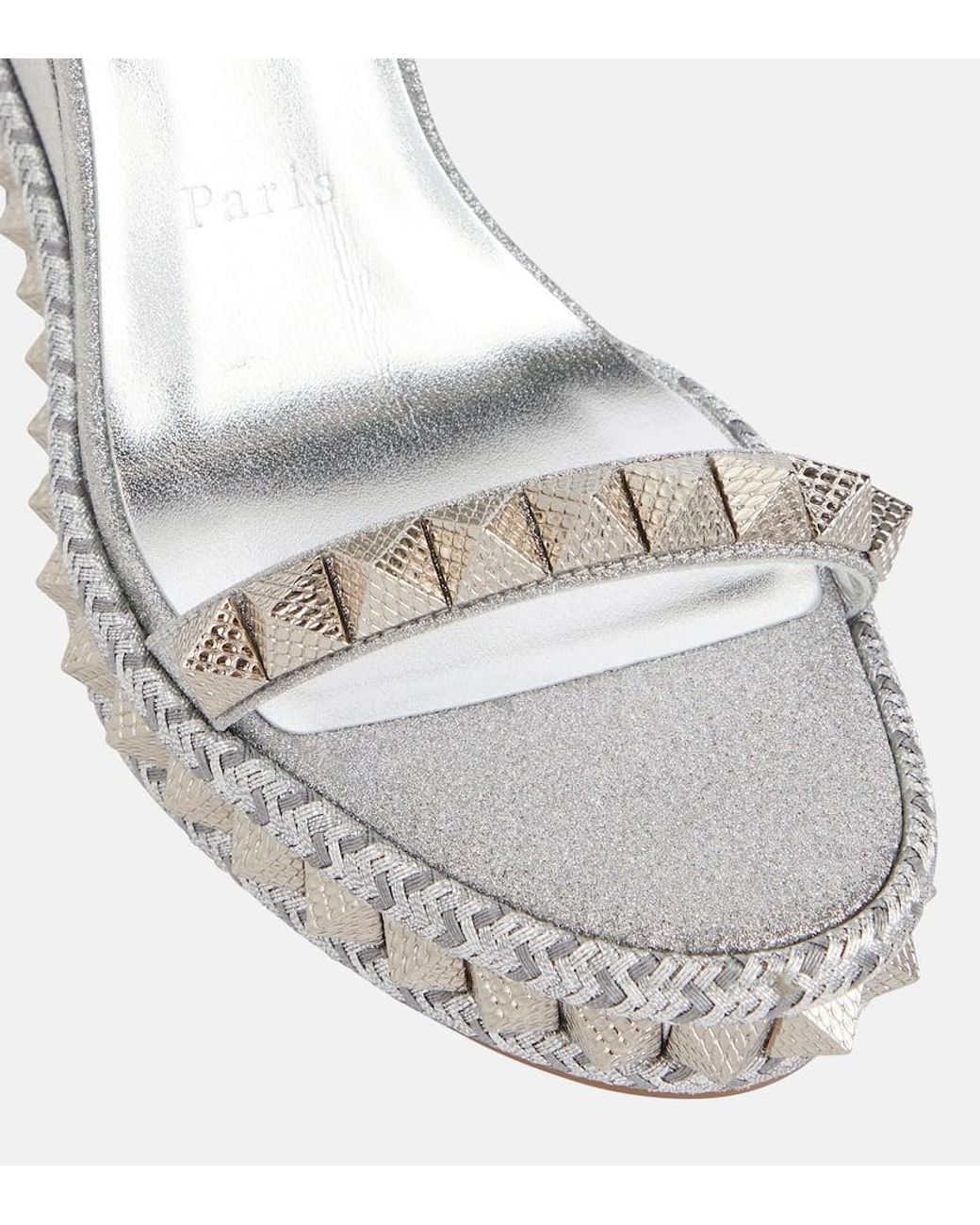 Christian Louboutin Pyraclou Embellished Leather Sandals in