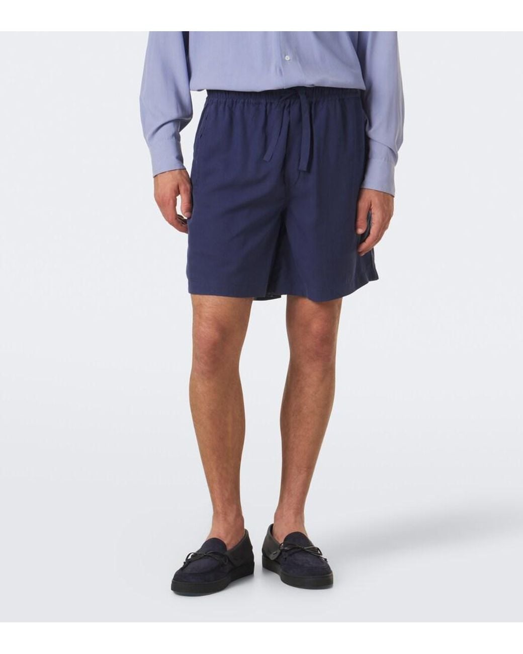 Saman Amel Blue Silk Shorts for men