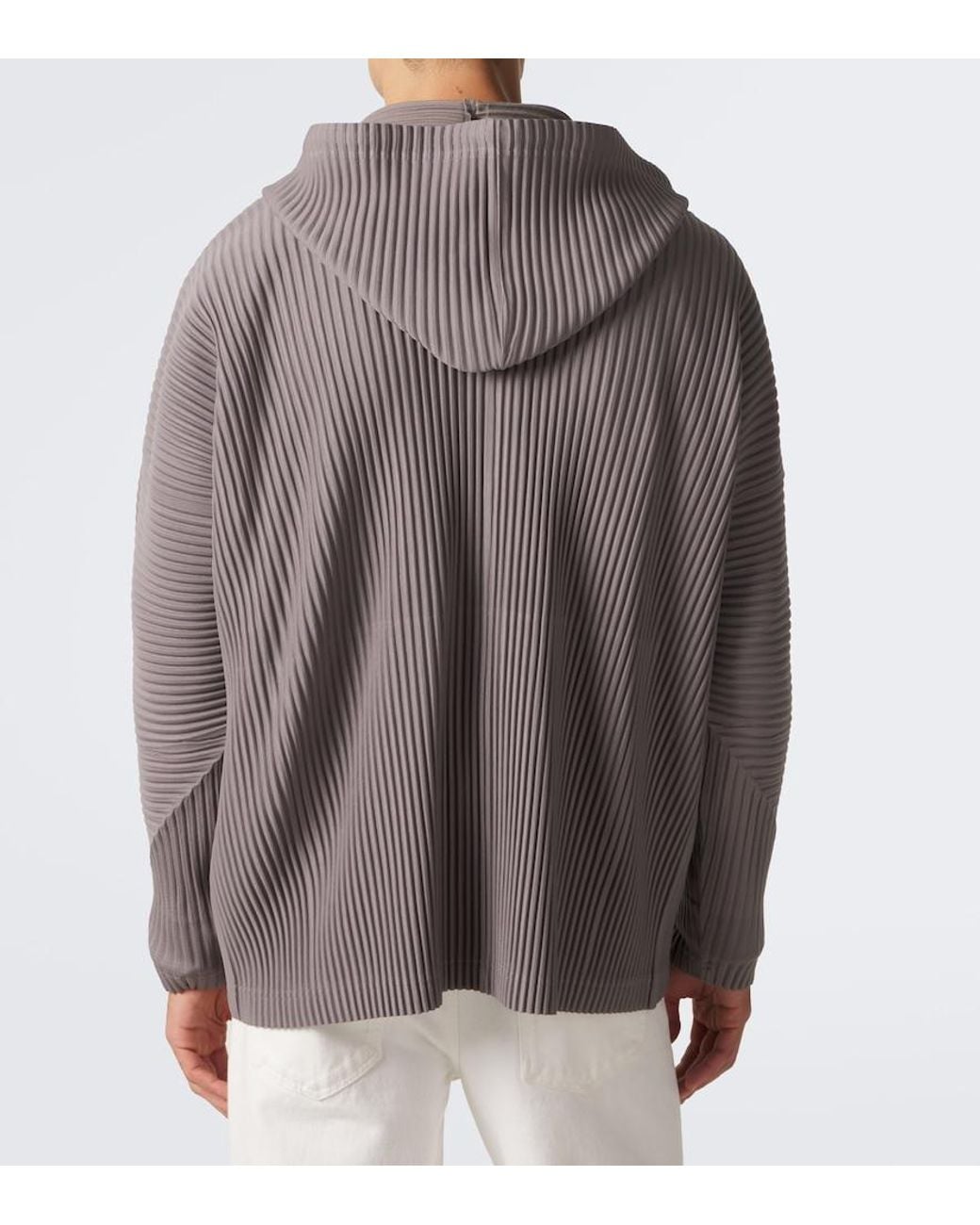 Homme Plissé Issey Miyake Gray Monthly Colors: October Pleated Hoodie for men