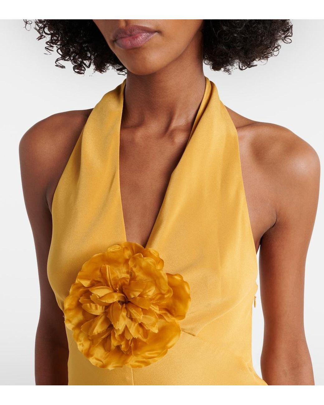 Rodarte Metallic Floral-Applique Silk Crepe Gown