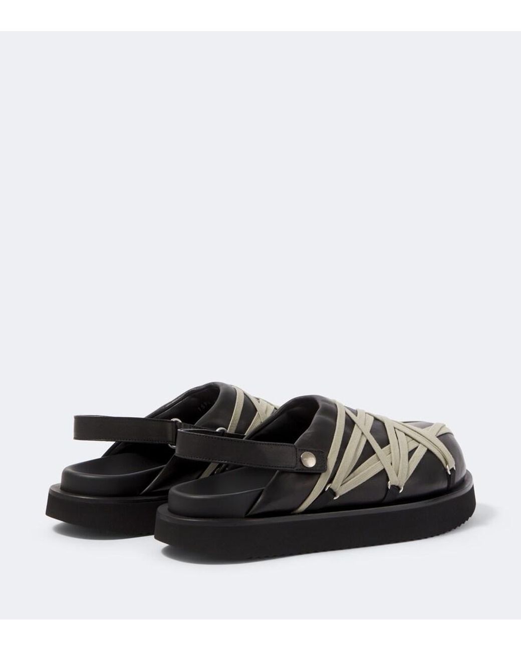 Rick Owens Black Megalace Leather Mules for men