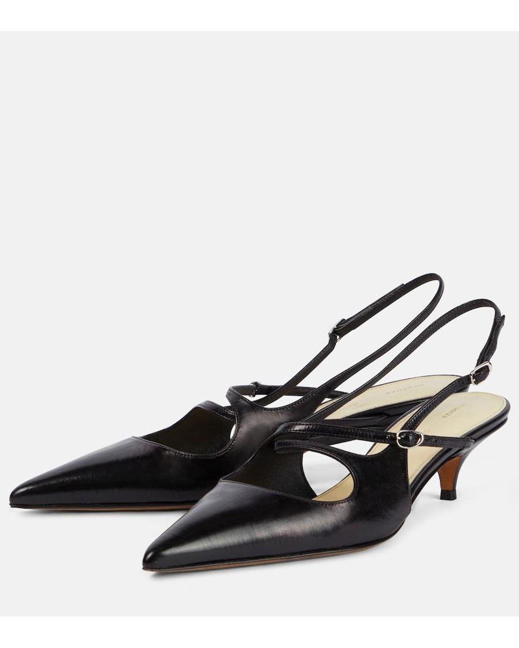 Proenza Schouler Black Slash Leather Slingback Pumps