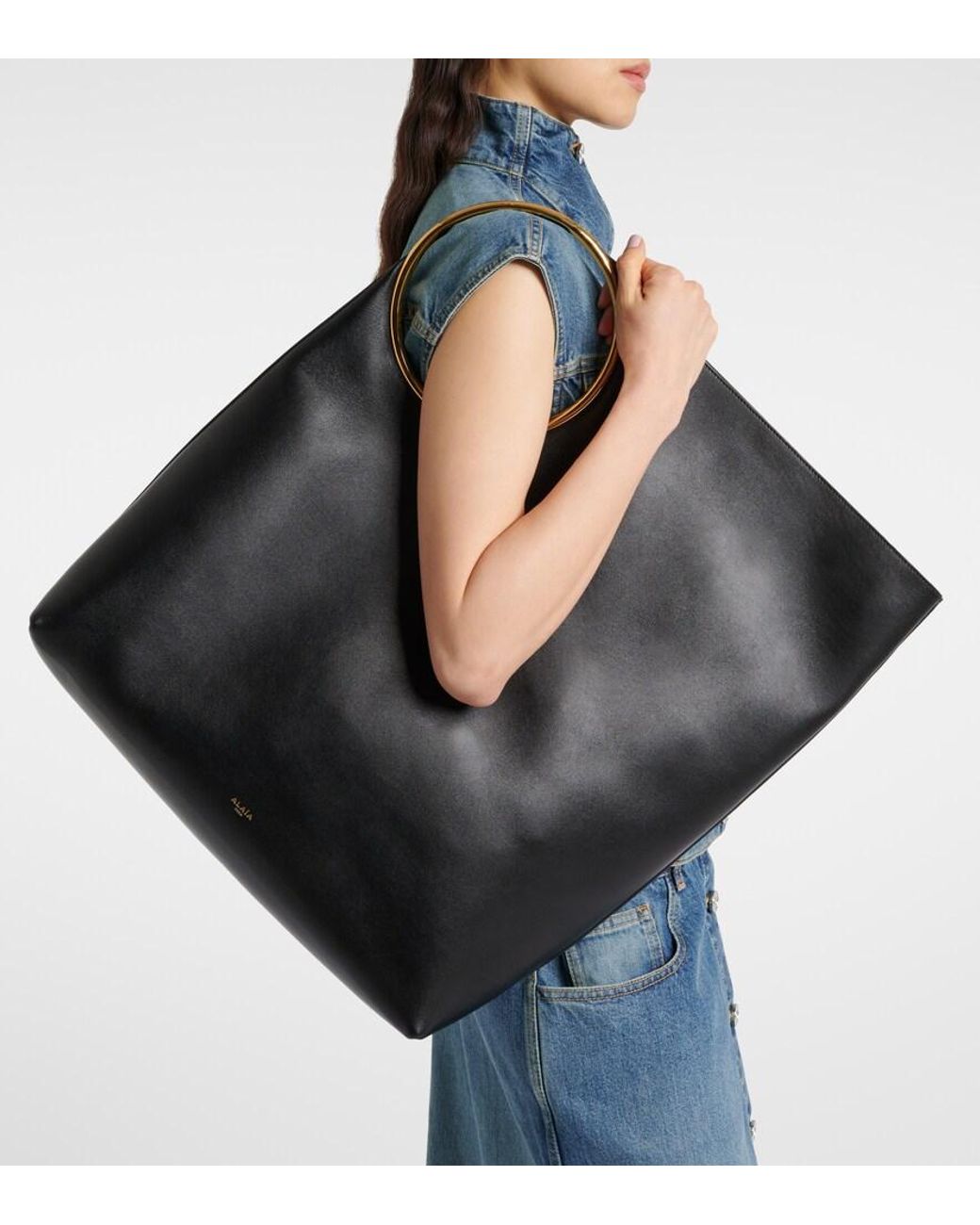 Alaïa Black Ring Xl Leather Tote Bag