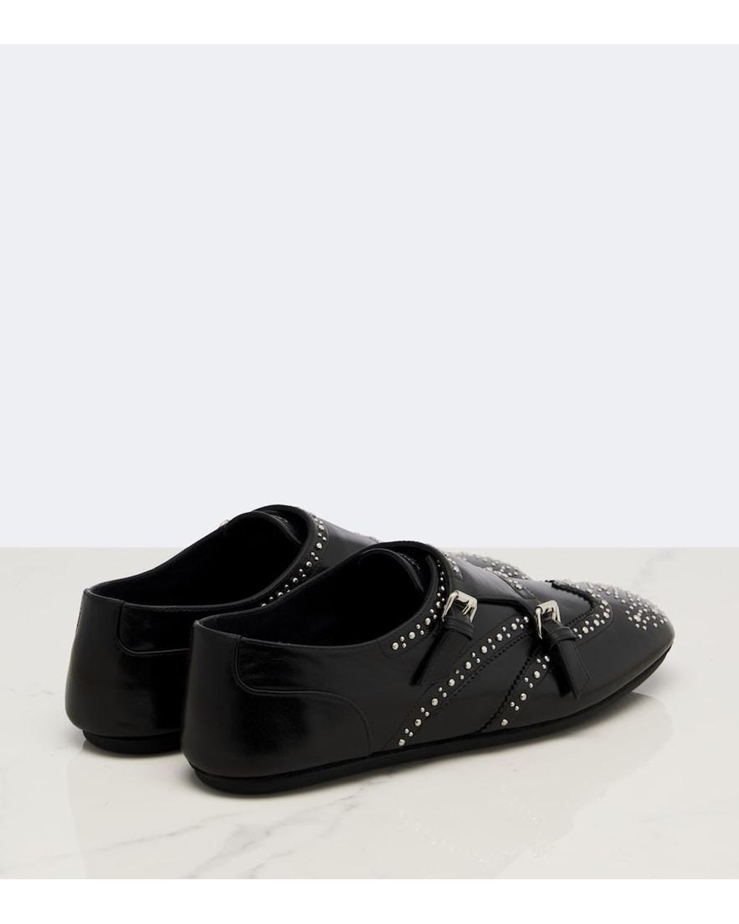 Fendi Black Studded Leather Monk Strap Shoes
