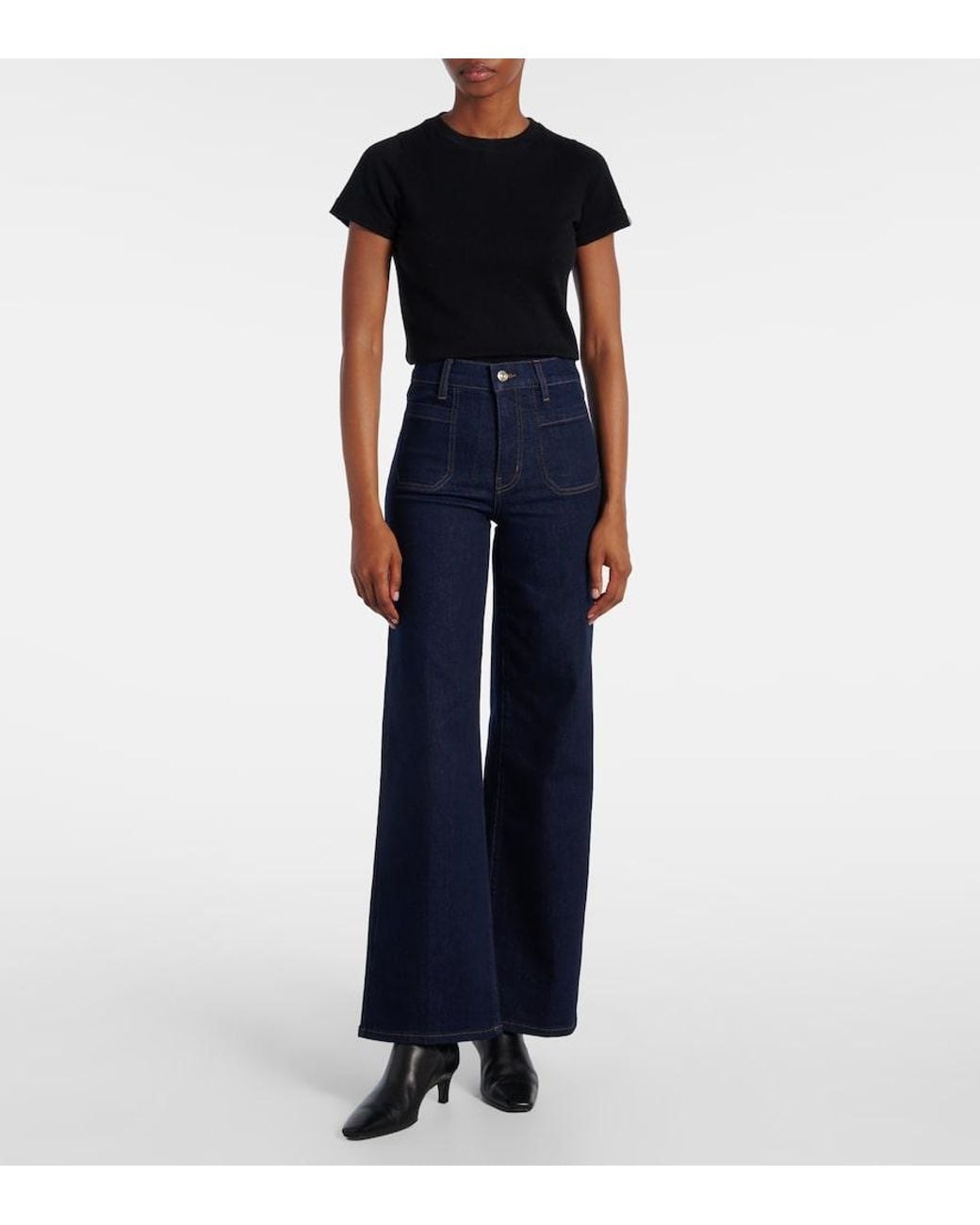 FRAME Blue Le Slim Palazzo Wide-Leg Jeans