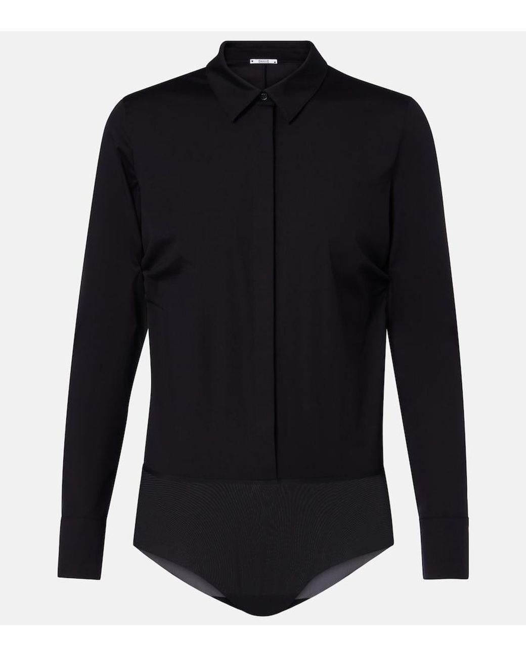 Wolford Blue Cotton-Blend Poplin Bodysuit