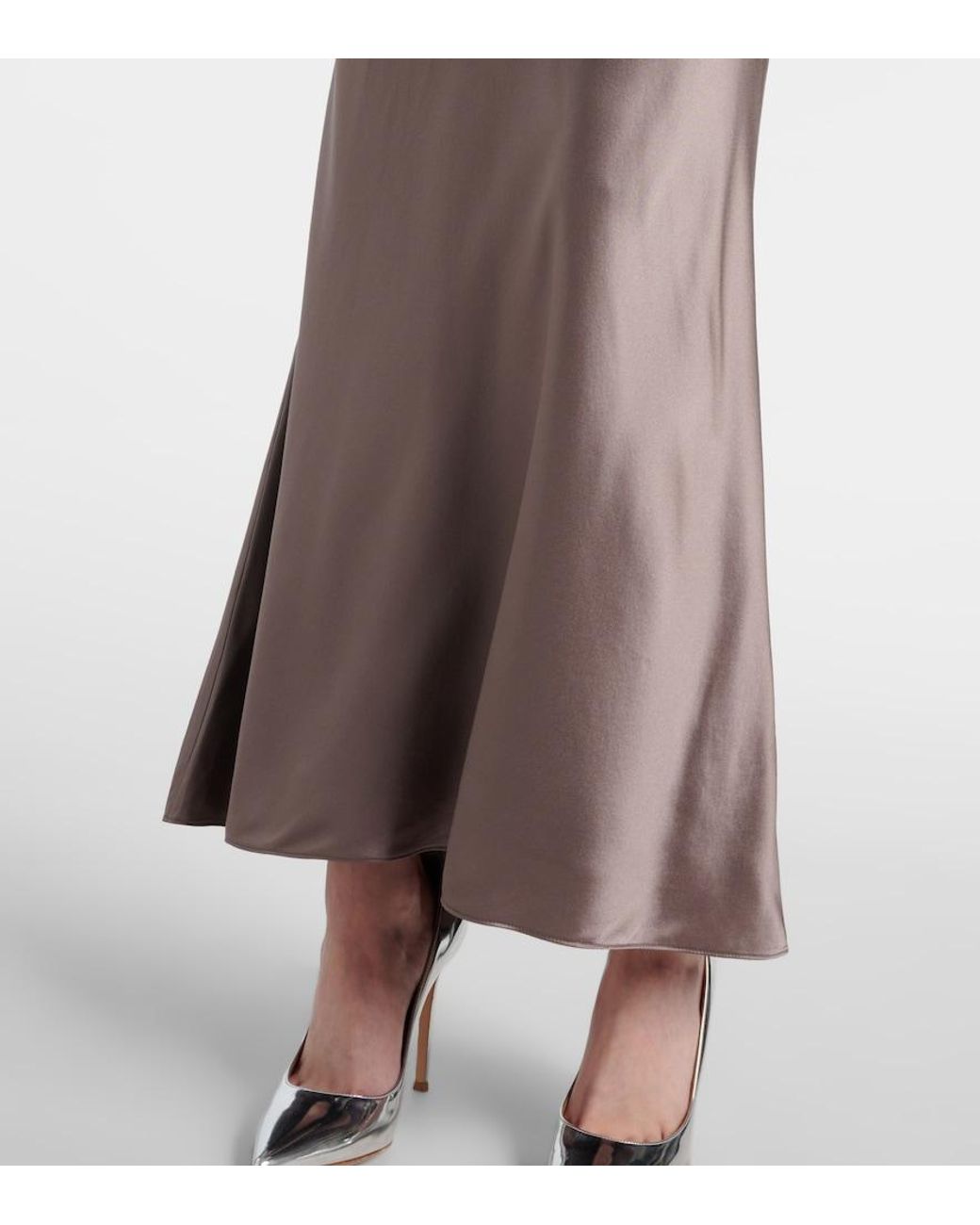 The Sei Brown Silk Charmeuse Maxi Skirt