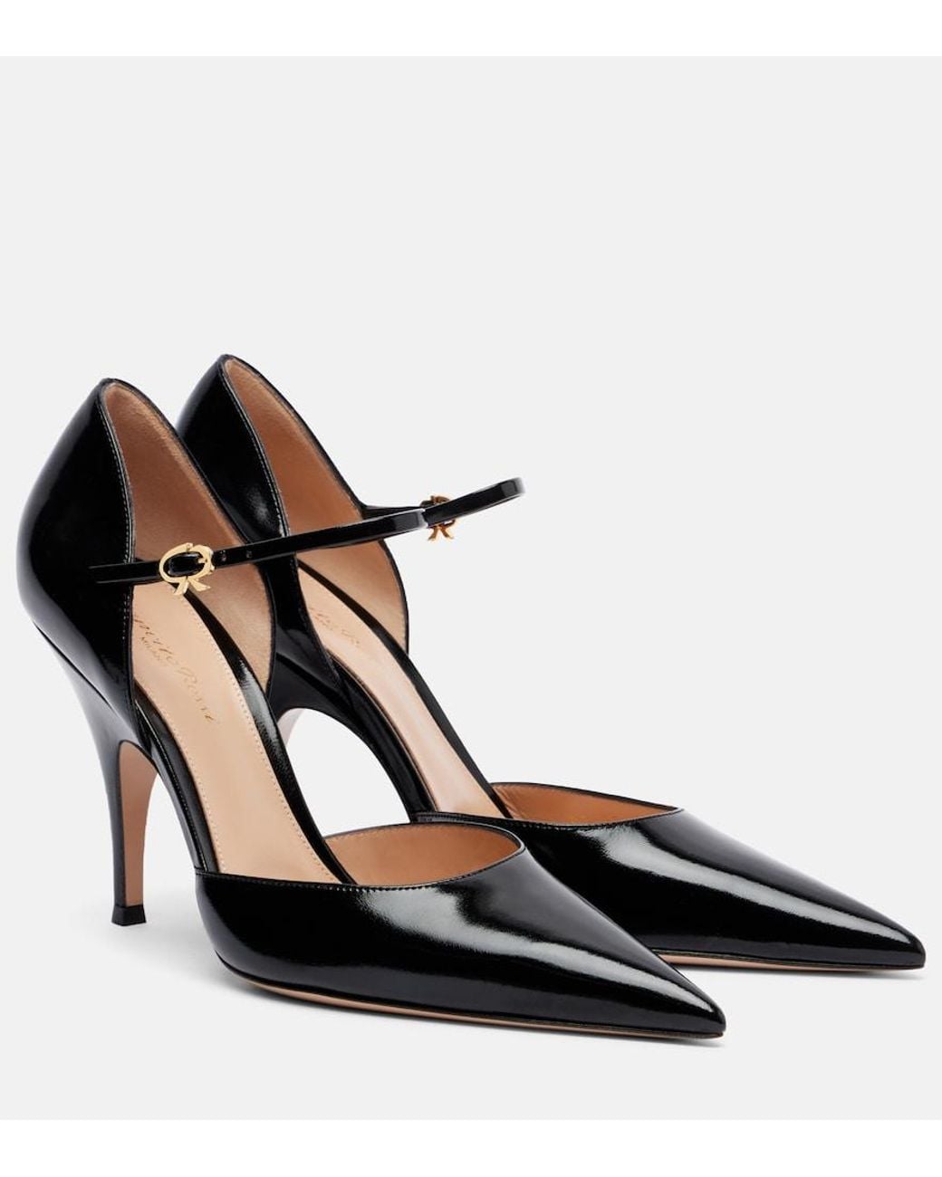 Gianvito Rossi Black Sofia D'Orsay Patent Leather Pumps