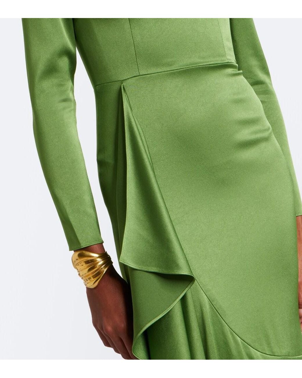 Alex Perry Green Draped Crepe Satin Gown
