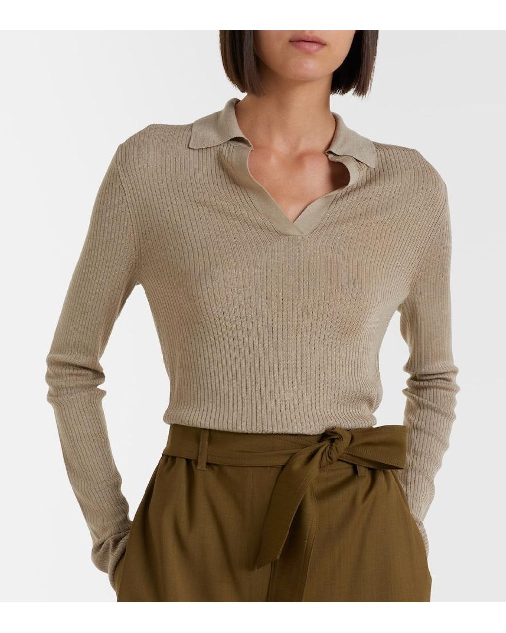 Max Mara Natural Knitted Silk And Cashmere Top