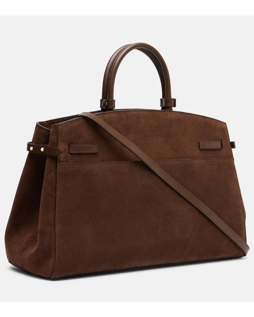 DeMellier London Brown Hudson Small Suede Top-Handle Bag