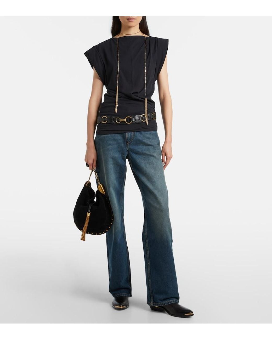 Isabel Marant Blue Dromie Mid-Rise Straight Jeans